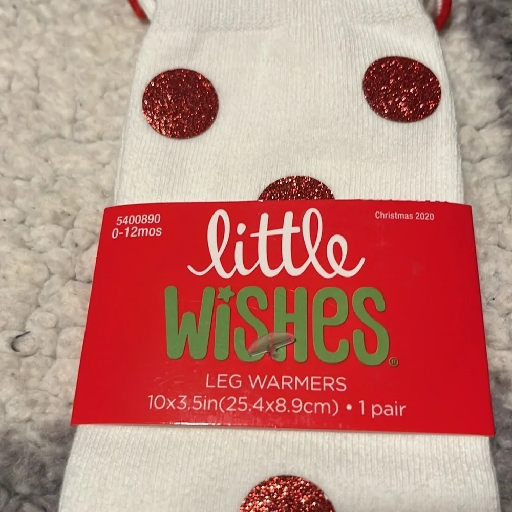 NWT Little Wishes Red Polka Dot Baby Infant Leg Warmers 0-12 months